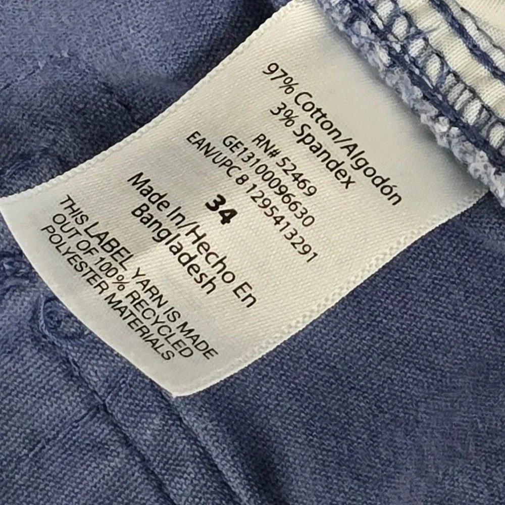 George‎ Mens Size 34 Blue Cargo Shorts Cotton Flat Front Stretch Utility Pockets